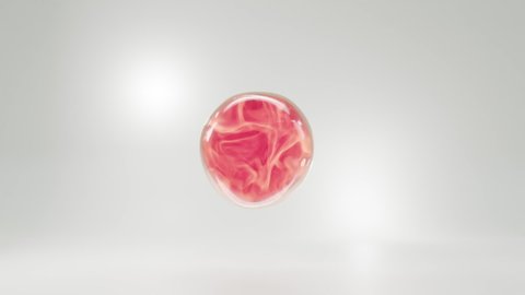 Pink vitamin Drop, Liquid bubble element. cosmetic concept, 3d animation 4K resolution.