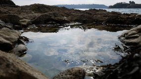 sun reflecting off rock pool with coast in background - Powered by Shutterstock - Get 15% off with code: PIKWIZARD15