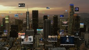 Augmented Reality Over Los Angeles, California, United States. Connected Aerial Smart City With Several Interfaces. Futuristic Concept. - Powered by Shutterstock - Get 15% off with code: PIKWIZARD15
