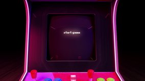 Start Game Arcade Machine. A retro arcade room. 3D Animation render. Isolated closeup. - Powered by Shutterstock - Get 15% off with code: PIKWIZARD15