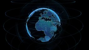 Digital data globe - abstract 3D rendering hologram with alpha channel. Earth rotating animation social future technology business scientific growth network surrounding planet. Luma mate - Powered by Shutterstock - Get 15% off with code: PIKWIZARD15