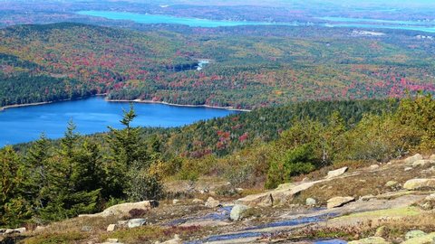 View from Cadillac Mountain in Acadia National Park during Autumn season