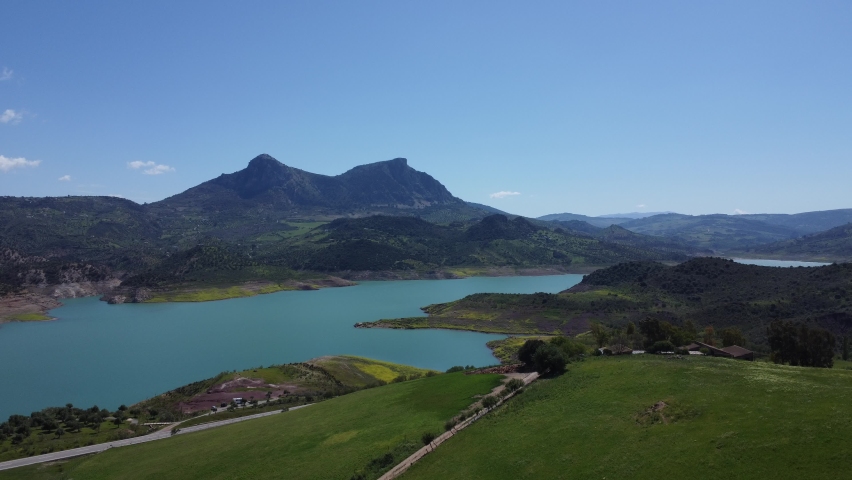 Aerial view in beautiful landscape. Cadiz. Andalusia,Spain. Drone Footage