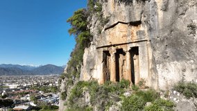 Amyntas Rock Tombs Drone Video, Fethiye Mugla Turkey