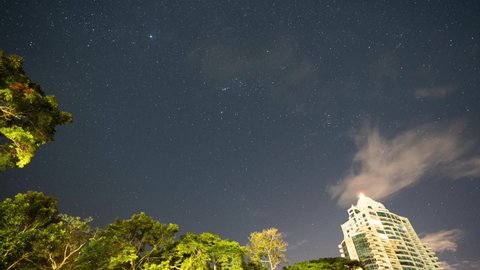 Shooting stars time lapse on the Orion constellation at Panama