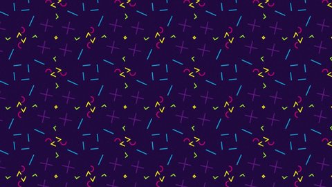 80s Retro Style Geometric Background. Loops Seamlessly. 4K Animation