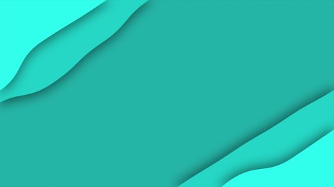 Abstract Gradient Wavy Background. Cutout Elements Paper-Styled Animation, Fluid Shapes, Cyan Green Gradient Background. 4K Resolution