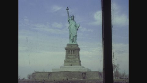 NEW YORK, USA CIRCA 1975: Liberty Statue in New York, vintage footage digitalized in 4k