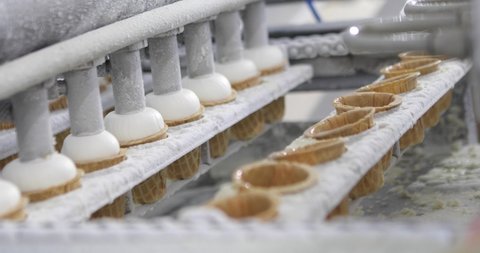 Ice cream production. Modern ice cream factory. How ice cream is made