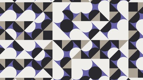 Seamless loop motion graphic background in a flat design. Abstract animated pattern with geometric tiles. Dynamic very peri violet elements in geometric pattern