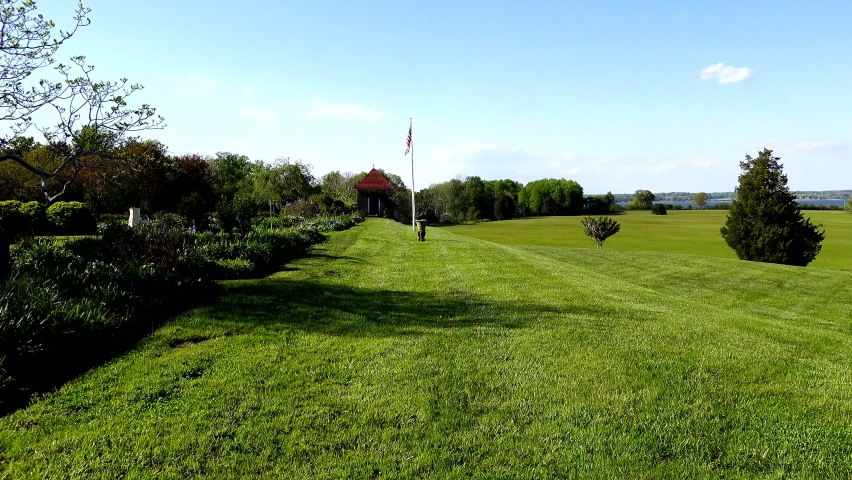 Sotterley, Maryland, USA A view over pasture and the Patuxent river