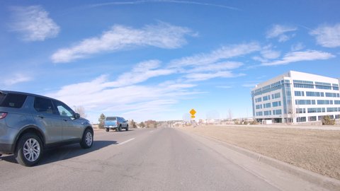 Denver, Colorado, USA-January 12, 2020 - Driving on typical paved roads in suburban America.