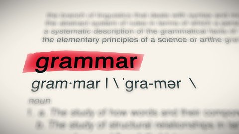 Sukabumi, Indonesia, April 25 2022: The Word Grammar Red Highlighted in a Dictionary Animation