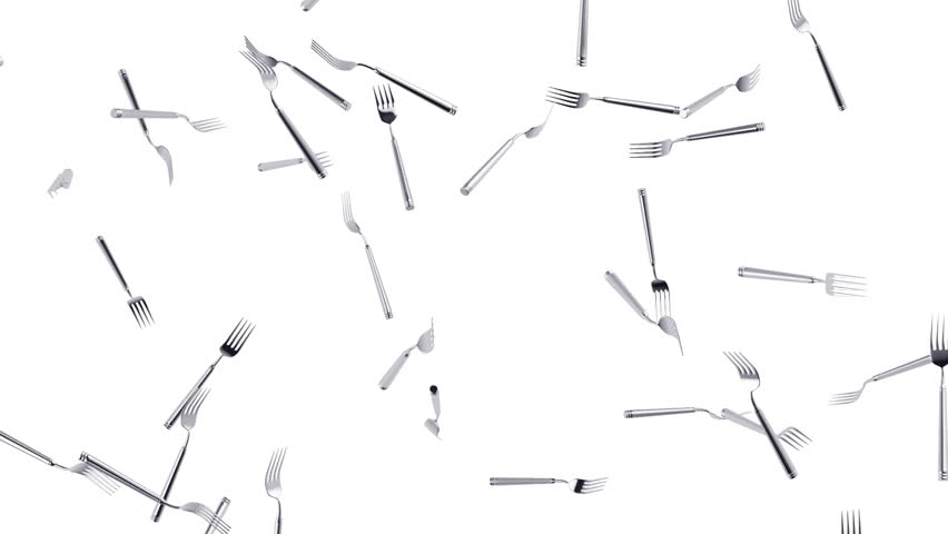 Flying forks. Looping. Alpha channel is included.