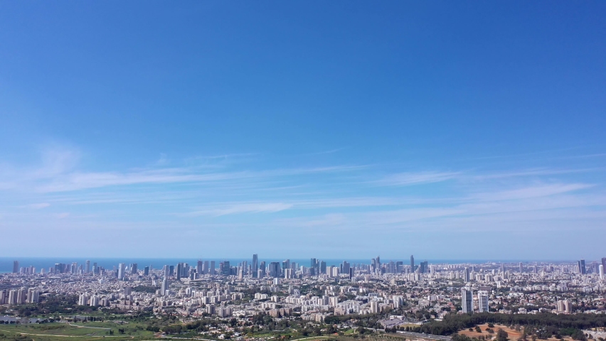 Tel Aviv City Panorama Aerial view in summer
Drone view over tel aviv cityscape with skyscrapers, 2022
