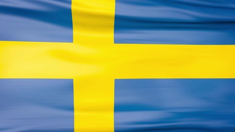 Realistic flag of Sweden country. high quality Sweden flag animated background