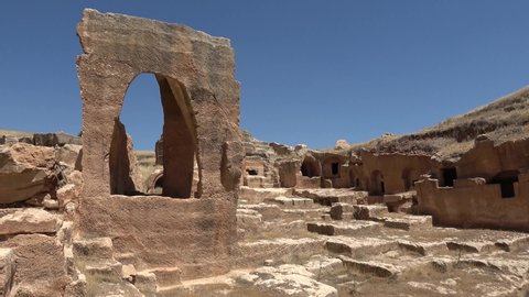Dara, Mardin, Turkey - 16th of June 2021: 4K Ruins in the Dara ancient Dara city

