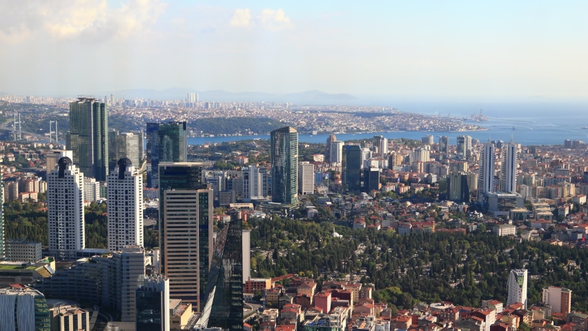 Aerial view of the city of Istanbul, on a sunny summer day.