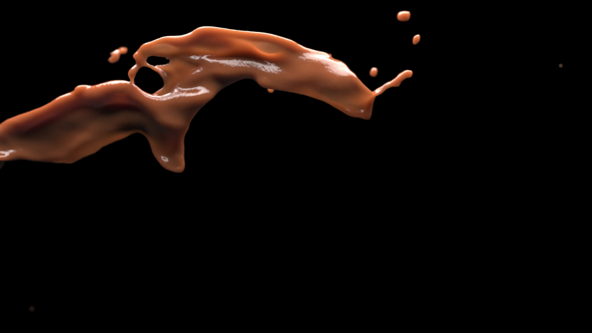 Chocolate splash on green screen and transparent background. 3D animation of brown liquid with chroma key, alpha channel ProRes 4444 in 4k UHD resolution included. Royalty-Free Stock Footage #1089714887