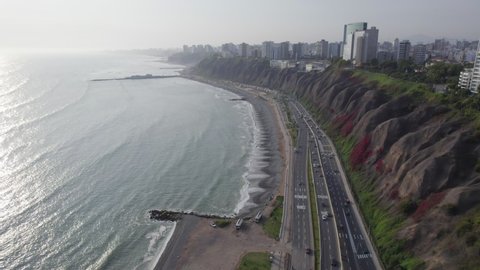 Highway of the Costa Verde, at the height of the district of Miraflores in the city of Lima, Peru