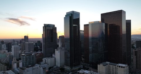 Los Angels skyscrapers skyline, Flying and filmed LA by drone.