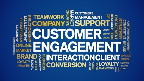 Customer Engagement animated tag word cloud,text design animation kinetic typography seamless loop. 