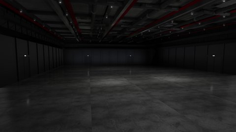 Motion Empty hall exhibition.The backdrop for exhibition stands, booth,trade show.Convention for meeting.Big room for entertainment,event,sports.Indoor for Factory,warehouse,showroom.3d render.
