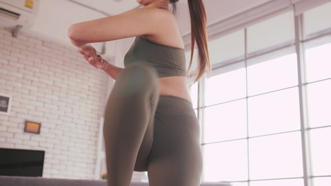 Young Asian woman exercise every morning to stay healthy.