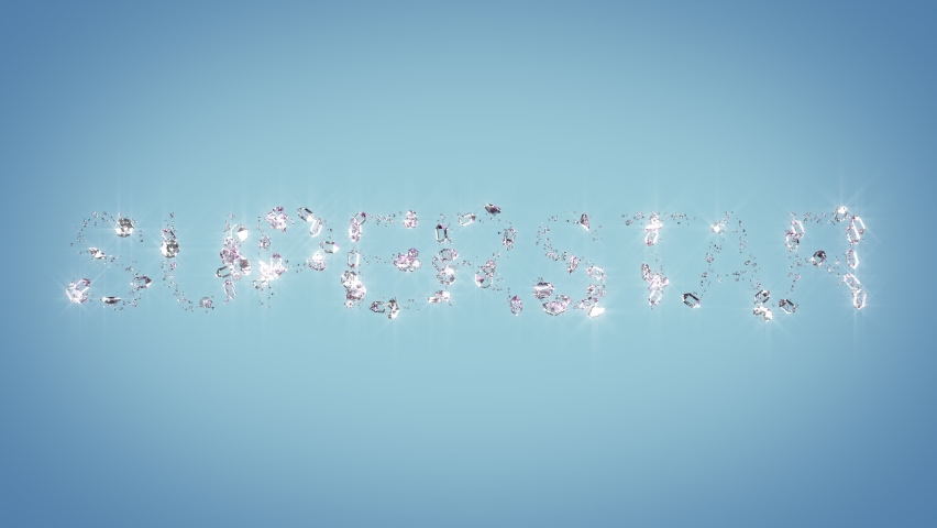 superstar - diamond text on light blue bg - loop video