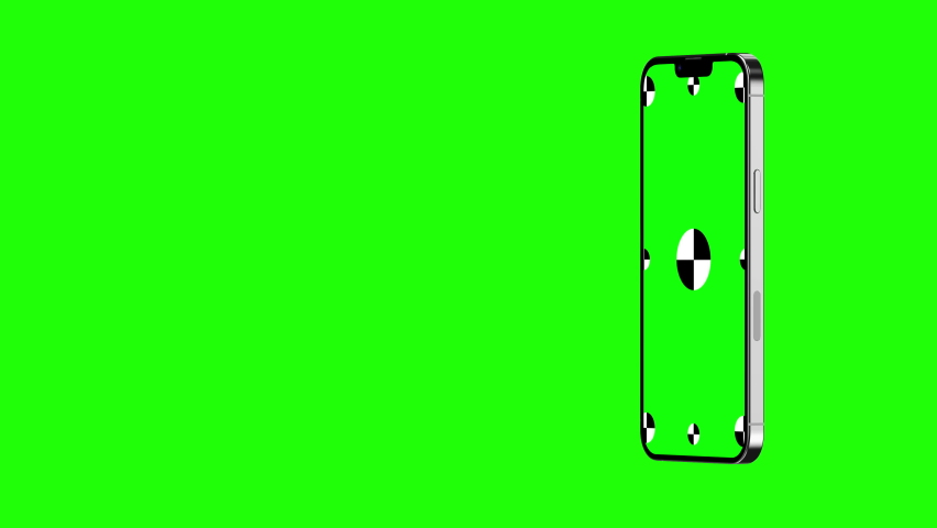 3d render of smartphone with green screen and marks for tracking - phone rotations and movements including vertical and horizontal positions. 3D rendering. Royalty-Free Stock Footage #1089728459