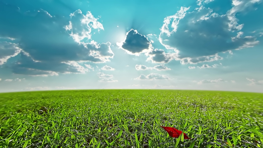 green field and cloudy sky timelapse Royalty-Free Stock Footage #1089730707