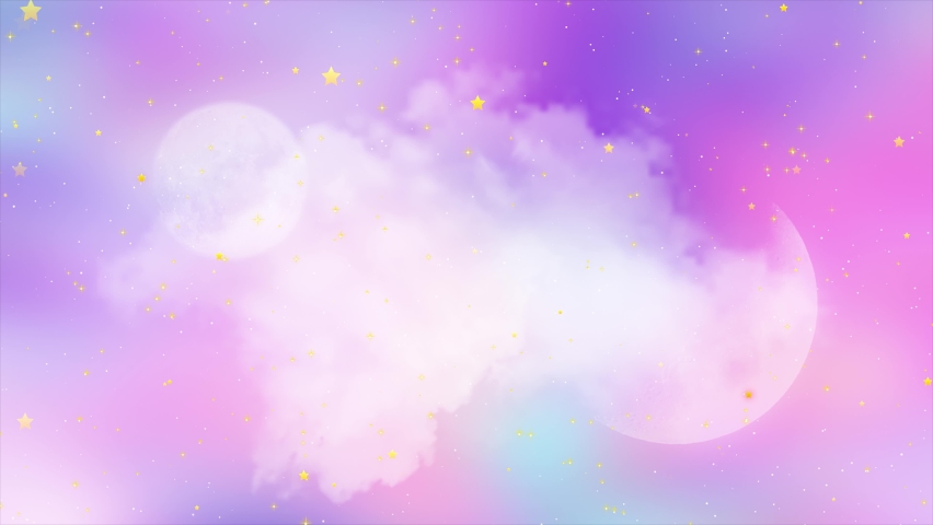 Pastel galaxy backround with flying stars and planets Royalty-Free Stock Footage #1089732215