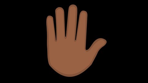 Loop animation of a brown hand doing the vulcan salute,on a transparent background