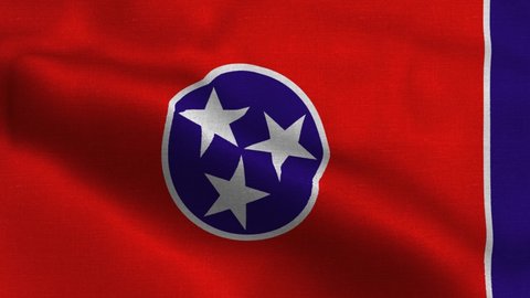 Tennessee state flag USA waving in the wind. flag seamless loop animation. 4K