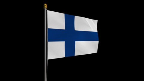 A loop video of an alpha channel with a transparent background, where the Finland flag ways in the wind.