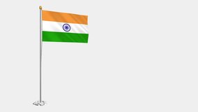 A loop video of an alpha channel with a transparent background, where the India flag ways in the wind.