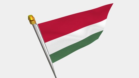 A loop video of an alpha channel with a transparent background, where the Hungary flag ways in the wind.