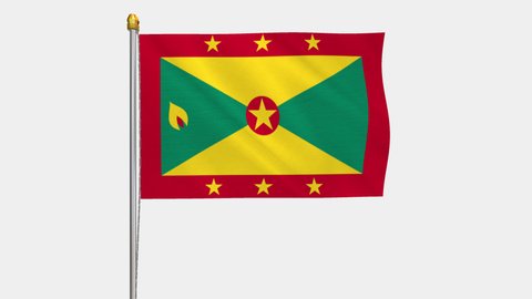 A loop video of an alpha channel with a transparent background, where the Grenada flag ways in the wind.