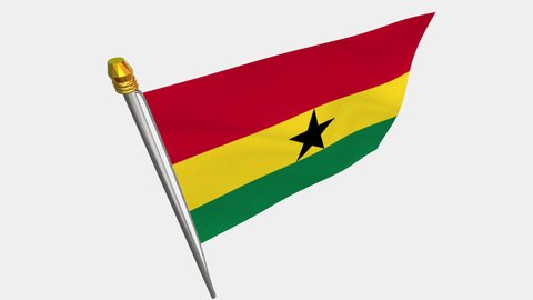 A loop video of an alpha channel with a transparent background, where the Ghana flag ways in the wind.