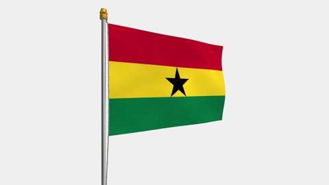 A loop video of an alpha channel with a transparent background, where the Ghana flag ways in the wind.