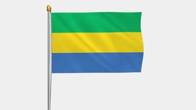 A loop video of an alpha channel with a transparent background, where the Gabon flag ways in the wind.