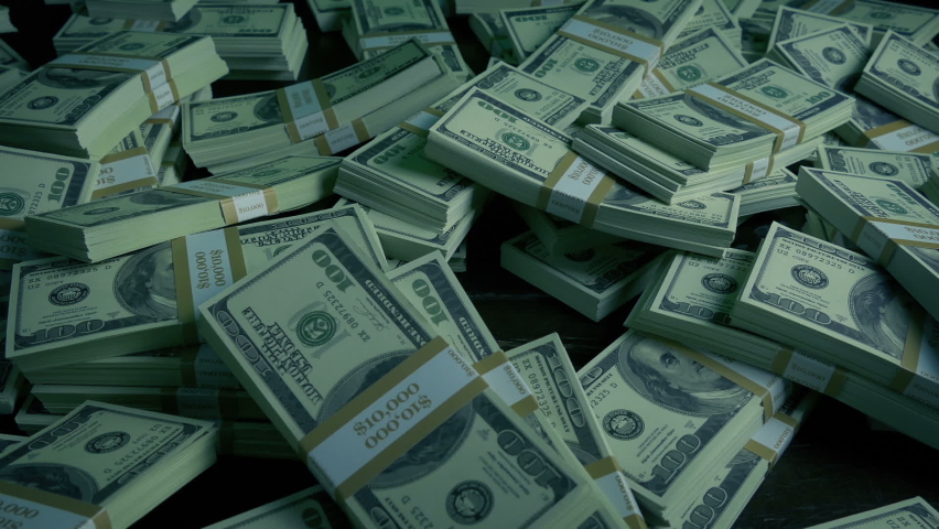 Table Covered In Stacks Of Dollars Royalty-Free Stock Footage #1089737799