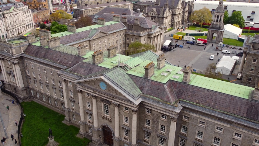 Trinity College in Dublin from above - aerial view by drone