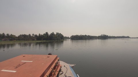 Calm tropical Kerala backwaters and canals of Alappuzha, India