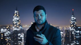 Successful Man Using Smart Device In Urban Setting At Night Cyber Security 5g Virtual Technology Digitalization - Powered by Shutterstock - Get 15% off with code: PIKWIZARD15