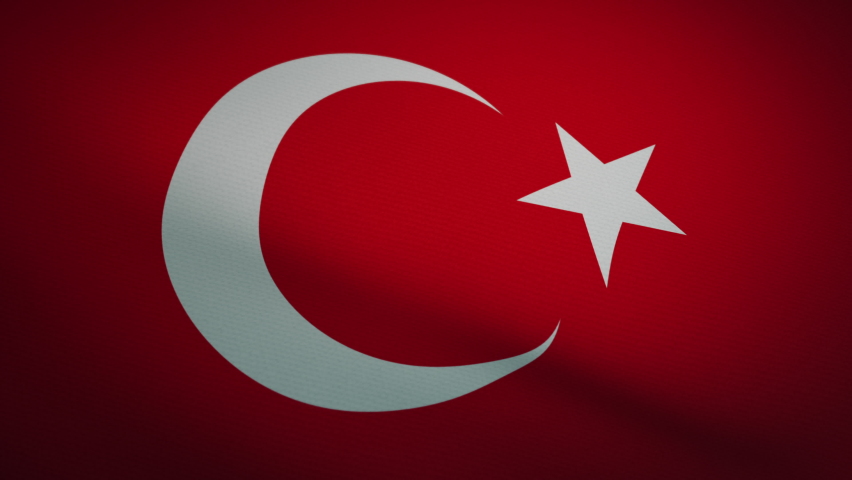 Waving flag of Turkey in slow motion. Seamless loop. Ultra realistic 3D render. [ProRes - UHD 4K] Royalty-Free Stock Footage #1089746001