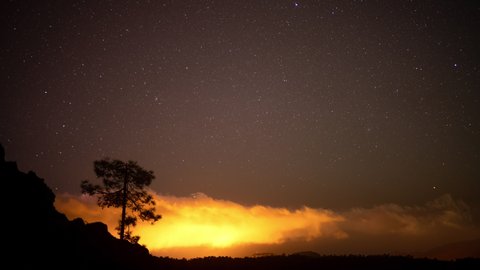 A night time starlapse at el teide, tenerife, canary islands at night