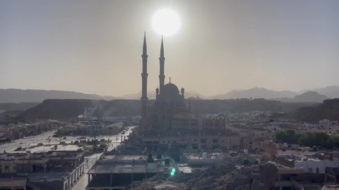 Al Mustafa Mosque at sunset, Sharm El Sheikh, 4k cinematic footage, Sinai, Egypt