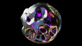 Realistic looping 3D animation of the beautiful abstract morphing pearly black liquid iridescent metal orb rendered in UHD with alpha matte - Powered by Shutterstock - Get 15% off with code: PIKWIZARD15