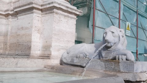 Lions on Fontana dell'Acqua Felice in Rome 